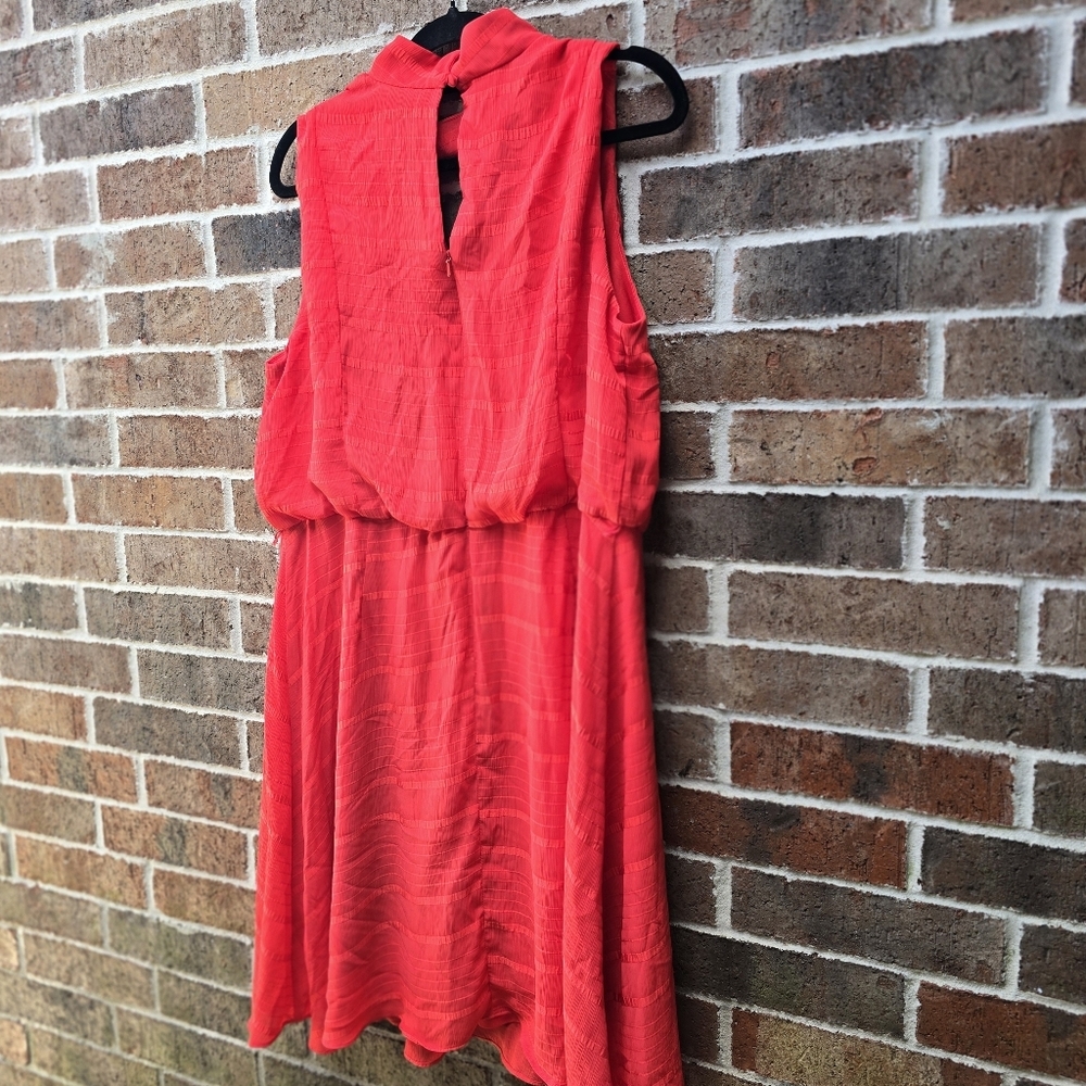 Lane Bryant Fluttet Sleeve Key Hole Red Mini Dress